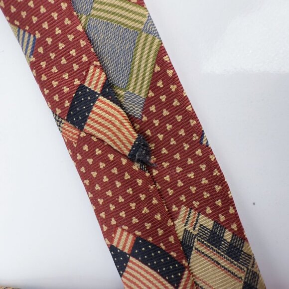 YVES SAINT-LAURENT Neckwear 100% Silk Geometric Rust Tie L 55" x W 3.5" - Picture 4 of 4